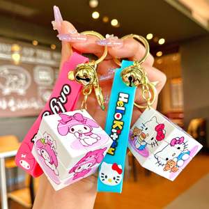 Llavero Colgante Mini de Acrílico Kuromi con Mosquetón, <span class=keywords><strong>Cubo</strong></span> Mágico, Campana y Soporte para Monedas, Decoración para Mochila, Venta al por Mayor - Product Image 1