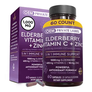 Elderberry mit Vitamin C Zink Sambucus Immune schwarze Elderberry Kapseln Vitamin D3 Elderberry Kapseln für Erwachsene Frauen Männer