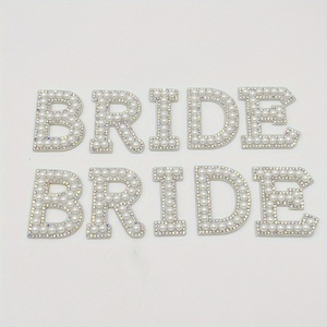 5 pièces/ensemble paillettes mariée strass perle bâton sur lettres pour fête décoration patchs tissu appliques lettres - Product Image 1