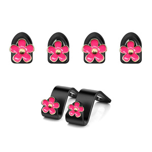 Ganchos para reposacabezas de coche Zou Juhua, diseño de flor rosa, gancho de plástico con cierre a presión para almacenamiento en el asiento trasero, organización y uso decorativo - Product Image 4