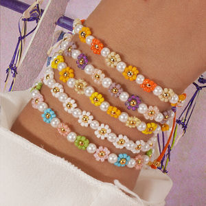 Go2boho Adjustable <b>Sister</b> Friendship for <b>Bracelet</b> Handmade Beaded Flower with Freshwater Pearl Jewelry Gift for Women and Girls - Product Image 3