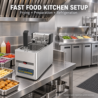 Friteuse électrique professionnelle de comptoir 8L, cuve unique, panier unique, 3kW pour les restaurants de restauration rapide et les cuisines de traiteur