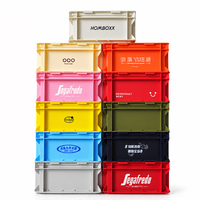 Caisse de rangement en plastique avec couvercle en acrylique personnalisé, empilable, robuste, pour le camping en plein air et l'emballage de cadeaux