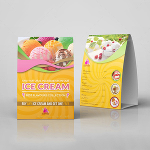 Nhà Máy Bán Buôn Tùy Chỉnh In Nhà Hàng Ice Cream Đứng Lên Bàn Thực Phẩm Menu Giấy Lều Thẻ Hiển Thị - Product Image 2