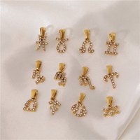 18K PVD Plaqué Or CZ Zircon Cubique Cristal Pave Zodiaque Horoscope Signe Astro Pendentif En Acier Inoxydable Charme