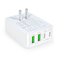 Chargeur rapide USB C USB A 40W, chargeur mural 4 ports, adaptateur secteur PD QC, prise EU US, chargeur de voyage fin pour iPhone Android Samsung