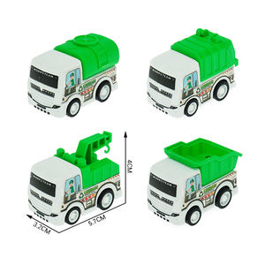 Plastik tarik kembali lingkungan kendaraan sanitasi teknik mobil mainan gesekan untuk anak-anak kejutan besar telur 70 MM kapsul - Product Image 2