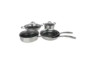 Wok Frying Pan Wok Non-Stick 5 Pcs Stainless Steel Cookware Set Hexagonal Pattern Honeycomb Pan