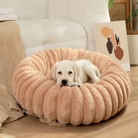 Nouveau style d'hiver, lit rond pour chien et chat en peluche de lapin verticale, confortable, doux et lavable