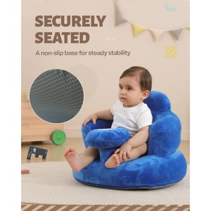 Siège gonflable pour bébé en PVC avec housse en tissu doux 52*50*38 CM avec support dorsal pour le jeu, la position assise et l'alimentation du bébé - Product Image 4