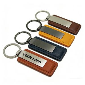 YS894 Promotional Gift <b>Custom</b> Embossed Logo Laser Engraving Car <b>Keychain</b> Keyring Pu Leather <b>Keychain</b> Metal Leather <b>Keychain</b> - Product Image 1