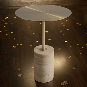 Tavolino da Caffè Wabi-sabi in Pietra Stile Nordico Semplice, Tavolino Rotondo Creativo in Acciaio Inossidabile per Casa Modello - Product Image 2