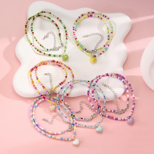 <b>Candy</b> Color Heart Seed Bead <b>Necklace</b> Handmade Beaded Jewelry Gift For Women Girls Fashion Accessory - Product Image 1