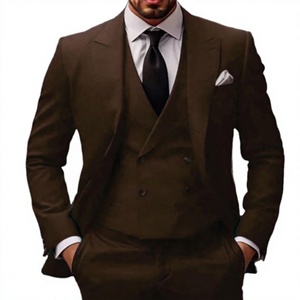 Traje de 3 Piezas para Hombre, Color Marrón, Formal, de Negocios, Esmoquin, Blazer, Chaleco, Pantalones, para Boda, Fiesta, Oficina, Corte Clásico, Ajustado, Personalizado - Product Image 4