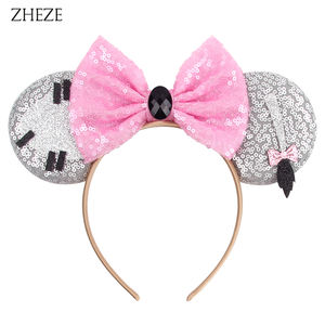 Diadema de Plástico con Lentejuelas y Moño de <span class=keywords><strong>Minnie</strong></span> Mouse, Accesorio para el Cabello para Disfraces de Fiesta para Niños y Adultos, Superventas - Product Image 4