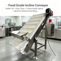 Convoyeur à bande inclinée de qualité alimentaire en acier inoxydable avec élévateur latéral pour ligne de production de matériaux granulaires