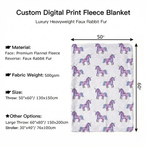 Couverture de voyage portable personnalisée 500 GSM 130*150cm en polaire flanelle luxueuse, chaude pour l'hiver, pour siège de voiture, voyage d'enfants, jeté de voyage - Product Image 2