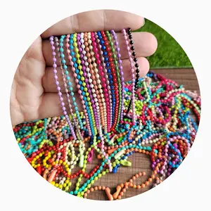Colorful Round Ball Bead Chains 11.5cm Length Link Chains With Connector For DIY Pendant Jewelry Findings