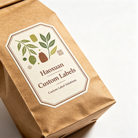 Étiquettes d'emballage de thé personnalisées Haoxuan, fabriquées à la main, en papier kraft gaufré, imprimées à l'encre écologique, autocollantes pour les paquets de thé