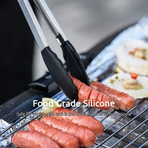 Ustensiles de cuisine résistants à la chaleur de qualité supérieure, pinces à nourriture en acier inoxydable et silicone, pince à barbecue, pince de cuisine en silicone de 9 pouces et 12 pouces - Product Image 6