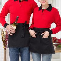 Bistro Serveuse Taille Tablier Hommes et Femmes Coton Chef Demi Tablier Noir Serveur Tablier Ceinture