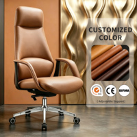 Chaise de bureau de direction en cuir artificiel, dossier haut, ergonomique, pour PDG, directeur, bureau