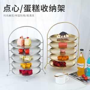 Stainless Steel Five Tier Cake Stand With Handle For Dessert Fruit Display Party Serving Tray - Product Image 2