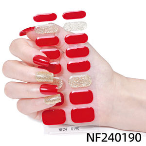 2025 16 Uds lunares de fresa diseño lindo esmalte de <span class=keywords><strong>uñas</strong></span> de Gel desnudo puntas francesas envolturas semicuradas pegatinas de <span class=keywords><strong>uñas</strong></span> de Gel de larga duración - Product Image 5