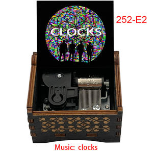Carillon in Legno con Orologio, Tema <span class=keywords><strong>Coldplay</strong></span>, Scatola Musicale a Carica Manuale, Regalo per Natale, Compleanno, San Valentino, Anniversario - Product Image 3