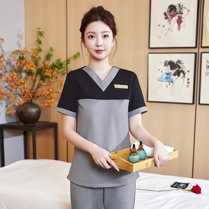 Elegante Completo <span class=keywords><strong>da</strong></span> <span class=keywords><strong>Lavoro</strong></span> Femminile di Alta Gamma per Centri Estetici e Massaggi, Traspirante in Poliestere+Spandex, Colori e Logo Personalizzabili - Product Image 4