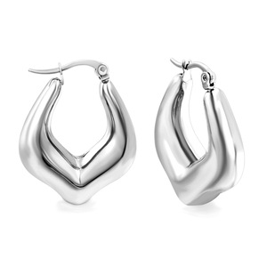 Pendientes de Aro Geométricos de Acero Inoxidable Chapados en Oro de 18k, Unisex, para Uso Diario - Product Image 5