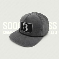 Casquettes Snapback Soochic en velours côtelé gris avec boucle en plastique, casquette à 5 panneaux à visière plate en maille, patch brodé, décontractée, sportive, unisexe