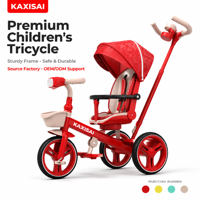 Tricycle pliable pour enfants, vélo à 3 roues avec capote et panier, poignée de poussée parentale pour les tout-petits, garçons et filles de 1 à 3 ans