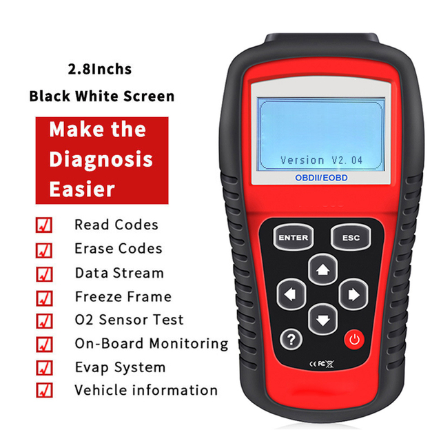 Universal Vehicle Diagnostic Tool OBD Interface 4.9-32V 12V Engine Analyzer 2.8inch Screen Battery Powered Factory Wholesale