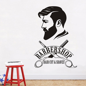 Adesivo <span class=keywords><strong>da</strong></span> barbiere 3d in vinile autoadesivo per la decorazione della parete del negozio - Product Image 1