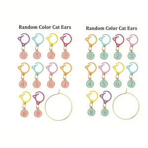 Marcadores de Punto con Orejas de Gato y Números, Clips de Bloqueo para Tejer y Hacer Ganchillo, Contador de Hileras Esmaltado, Accesorios para Proyectos de Hilado - Product Image 3