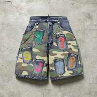 Shorts en jean surdimensionnés personnalisés YSJY Streetwear pour homme, patchwork camouflage, jorts, mode estivale, shorts en denim baggy pour hommes