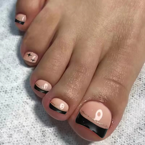 Prêt à expédier – 24 faux ongles carrés français réutilisables à presser pour les orteils – Vente en gros d'usine – Fournisseur d'ongles artificiels pour les pieds - Product Image 5