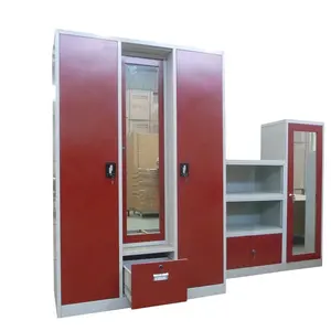 بسيطة الحديد الهندي amoires خزانة ملابس نوم تصميم خزانة مع مرآة ودرج