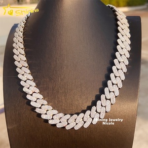 Heren Sieraden Hiphop Iced 16Mm 925 Zilver Wit Goud Miami Cubaanse Schakel Ketting Luxe Moissanite Cubaanse Ketting - Product Image 1