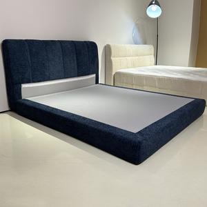 Base de Cama de Terciopelo <span class=keywords><strong>Azul</strong></span> Marino de Lujo, Cama Plataforma King/Full Size con Espuma Comprimida, Cama Lounge Moderna sin Marco <span class=keywords><strong>para</strong></span> Europa y Francia - Product Image 3