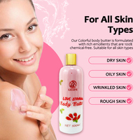 Lait Corporel Hydratant Coloré 500 ml au Karité, Fraise, Mangue et Noix de Coco, Soin Corporel Blanchissant et Beurre de Lotion pour Femmes
