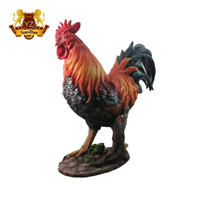 Fornitore della fabbrica della cina in fibra di vetro resina gallo pollo statue in scultura per la decorazione del giardino esterno