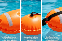 Bouée de natation gonflable en PVC souple haute visibilité, étanche, écologique, pour eaux ouvertes, avec bandes réfléchissantes pour la natation nocturne