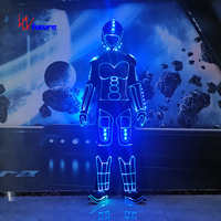 Costume de robot cyberpunk à fibres optiques LED, lumineux et scintillant pour spectacle de danse sur scène