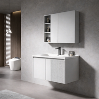 Mueble de Baño Suspendido de Estilo Europeo con Lavabo Integrado, Proveedor de Muebles de Baño Comerciales para Proyectos Inmobiliarios