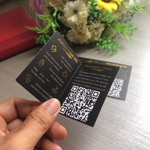 Tùy Chỉnh Sang Trọng Lá Vàng Gấp Thẻ Kinh Doanh In Ấn Màu Đen Cảm Ơn Bạn Thẻ Gấp Thẻ Quà Tặng Với Logo Riêng Instagram Mã QR - Product Image 1