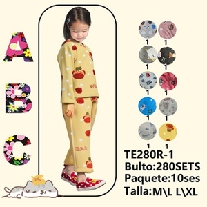 Te280r1 Pijamas de lana para niñas, ropa de dormir de invierno suave y acogedora con estampado de dibujos animados de manga larga, ajuste regular para niños - Product Image 3