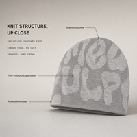 Bonnet en tricot jacquard bicolore personnalisé, sans revers, style dôme, bonnet de luxe pour l'hiver, pour hommes et femmes, vente en gros, bonnets de créateur