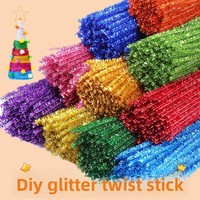 Kit de Bricolage pour Ornements de Bureau en Peluche et Décorations de Sapin de Noël avec Bâtonnets Scintillants, Jouets Éducatifs pour Enfants
